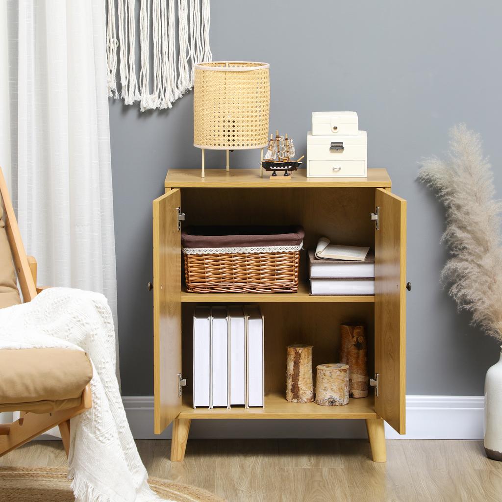 Vintage Storage Cabinet with Double Chevron Doors and Pine Wood Legs, Side Cabinet for Living Room, Kitchen, Bedroom