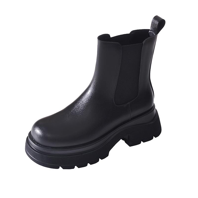 2025 Women's Black Chelsea Martin Boots: Chunky Heel, Round Toe, Platform Design