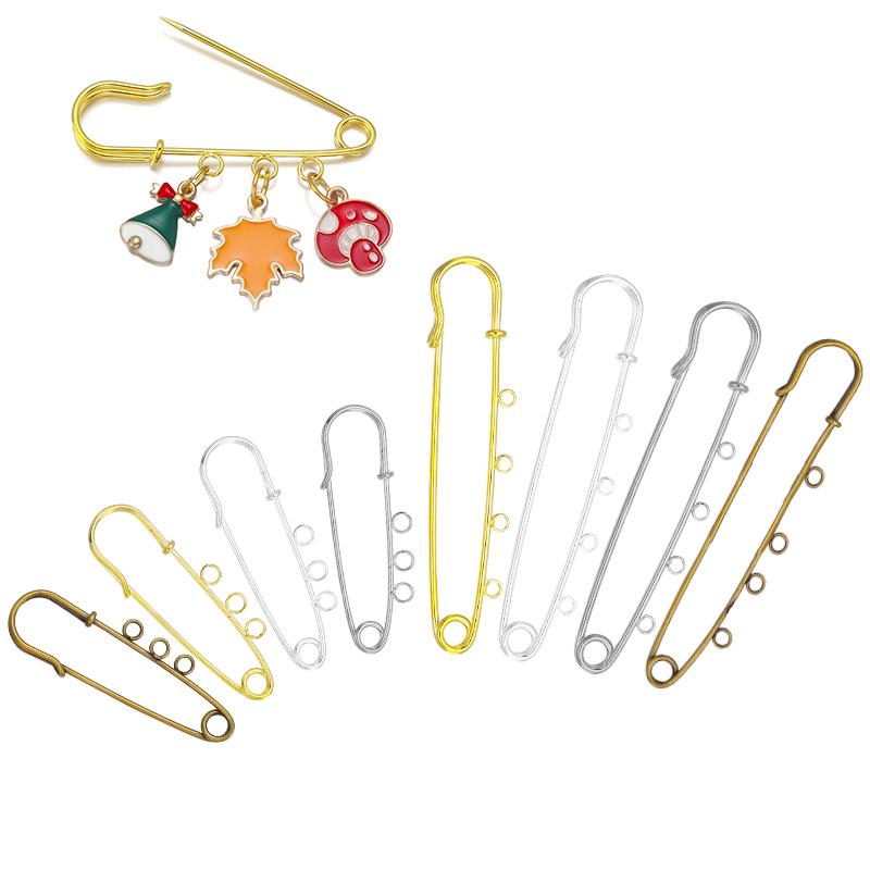 5-10pcs/lot Metal Safety Pins Blank Base Brooch Pins With Holes Fasteners For DIY Craft Brooches Jewelry Making Accessories