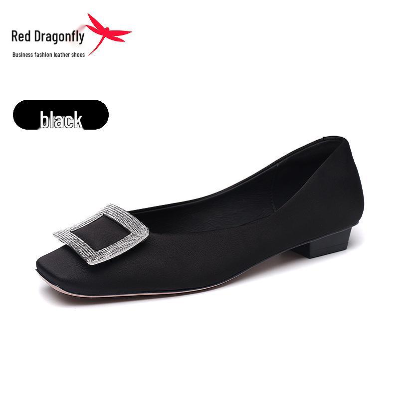 2024 Red Dragonfly Women s Black Slip-On Loafers with Low Heel  Soft Sole Size 35