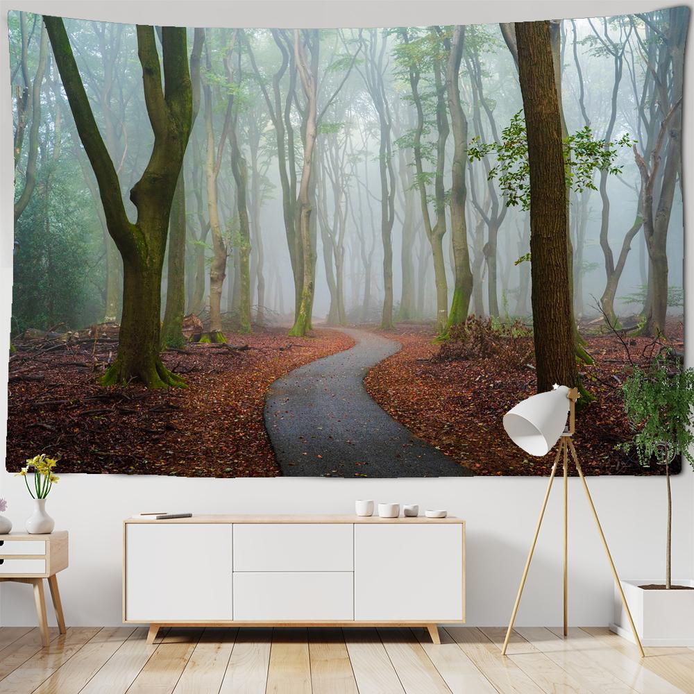 

Осенний лес оранжевый гобелен настенный ковер солнечный свет декоративный настенный ковер богемный большой мандала индийский полиэстер тонкое одеяло W150xH130cm