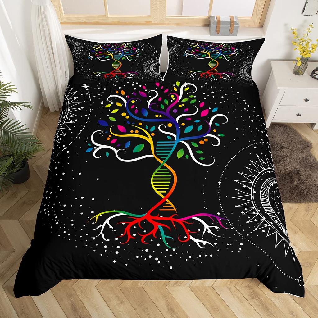 Flowers Moth Butterfly King Queen Duvet Cover Trippy Mushroom Bedding Set Moon Starry Sky Quilt Cover Polyester Comforter Cover