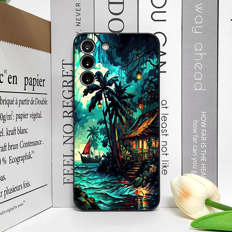 Lustige Kokospalme am Meer Küstenlandschaft Handyhülle für Google Pixel 9A 8 A 7A 6 A 7 PRO 8 9 Pro XL 5G Stoßfest Weiche Hülle
