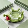 Sous-verre Lézard au Crochet, Tapis de Tasse Animal Rigolo Fait Main, Sous-verre Tricoté 3D pour Bureau, Mignon Protège-Table Résistant à la Chaleur