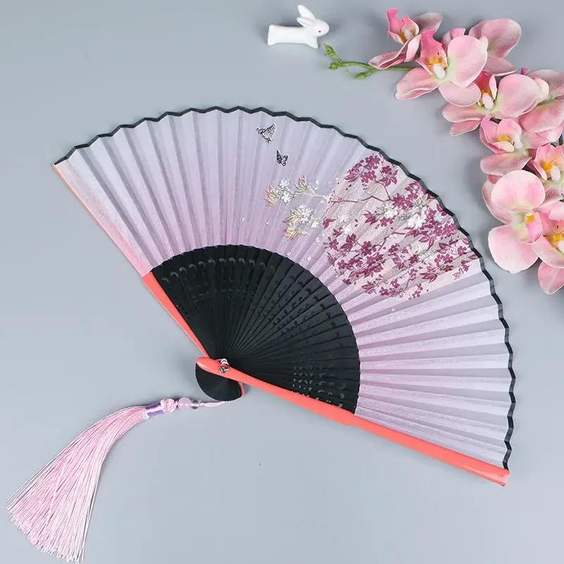 Vintage Chinese Style Portable Folding Fan Party Wedding Dance Hand Fans Summer Bamboo Craft Gift Room Decoration Ornaments New