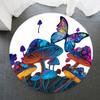 Mushrooms Round Rug Magical Colorful Mushrooms Butterflies Plants Area Rugs Forest Decor Carpet Mat for Living Room and Playroom
