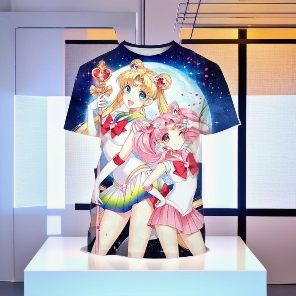 New Sailor Moon Anime 3D Printing Girls Short Sleeve T-shirt Casual O-Neck Anime Sailor Moon Child Unisex Short Sleeve T Shirts