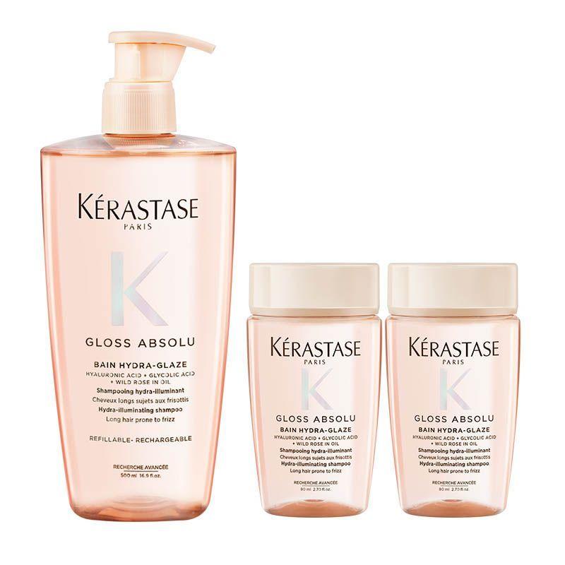 Kerastase Glaze Shining Shampoo Repair Hair Moisturizing Rose + Shampoo 500ml+80ml*2