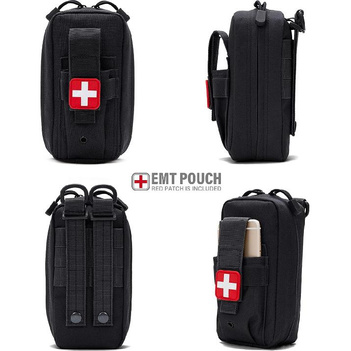 Tactical Molle Medical IFAK Pouch, Tactical EMT First Aid Pouch IFAK Trauma Kit Everyday Carry Survival Bag Include Cross Patch