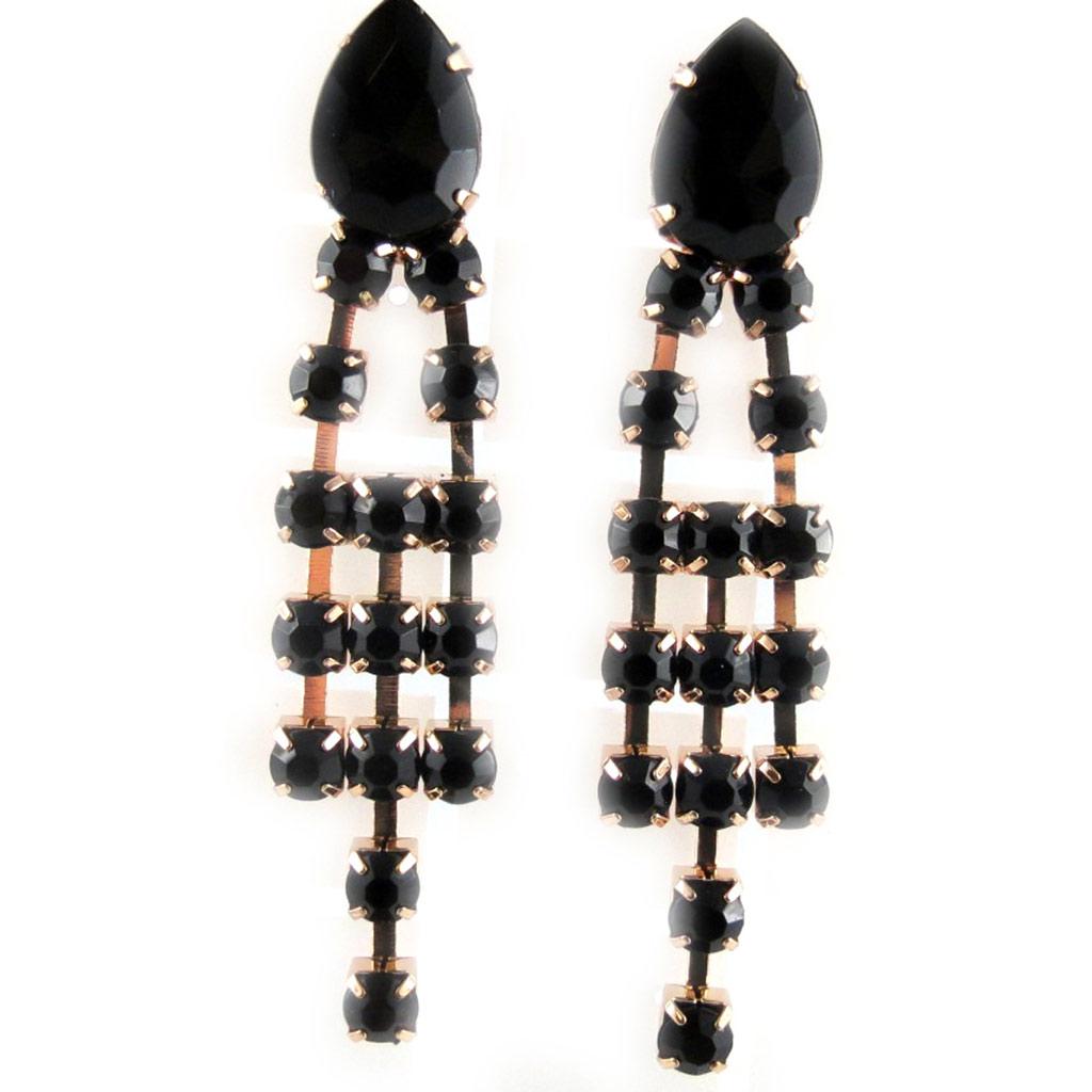 Les Trésors De Lily [L1885] - Black 'Sissi' Designer Earrings