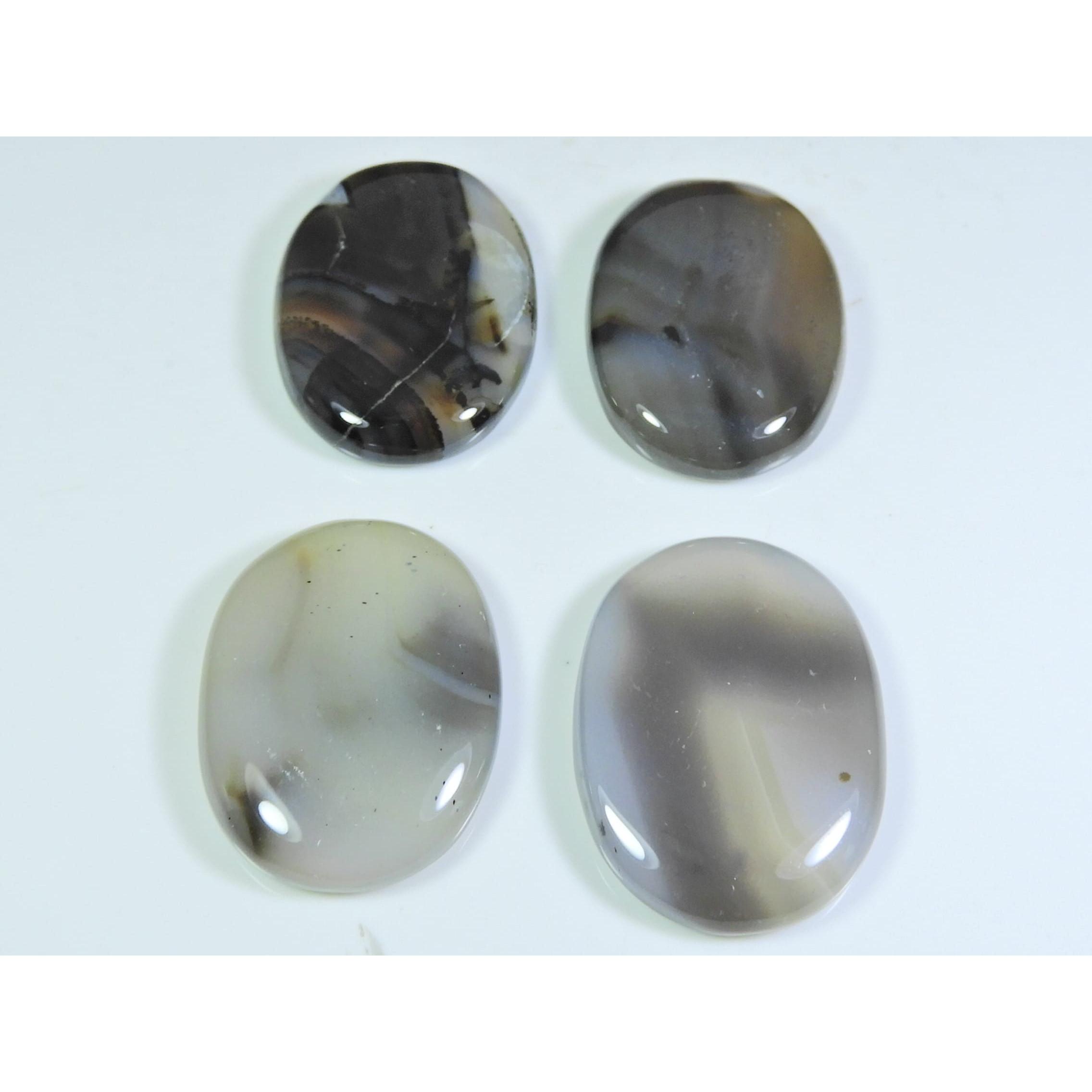 

240Cts. Natural Botswana Agate Oval Cabochon Loose Gemstone 4 Pcs Lot A-670