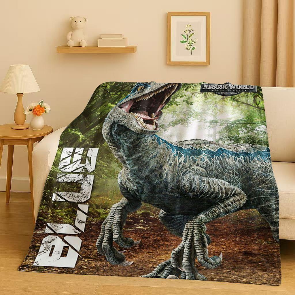 Coperta in Flanella Cartoon Dinosauro Jurassic Park 3D, Coperta Morbida Calda in Peluche per Casa Camera da Letto Letto Divano Copertura Ufficio Campeggio