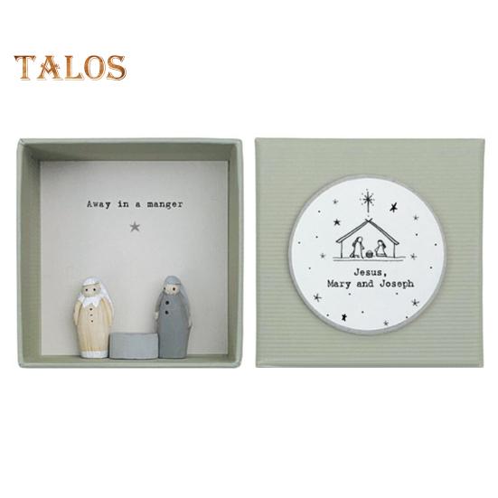 

Статуэтка в коробке «Рождественский вертеп», смоляные фигурки для пар с картой, ручная работа, религиозные целебные фигурки, подарок для женщин, друзей, христиан 1 Set