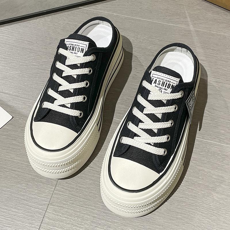 

Модные тапочки на платформе, увеличивающие рост, женская летняя верхняя одежда, новые туфли из белой парусины на каблуке, тапочки, сандалии, Zapatos Mujer 40 чёрный