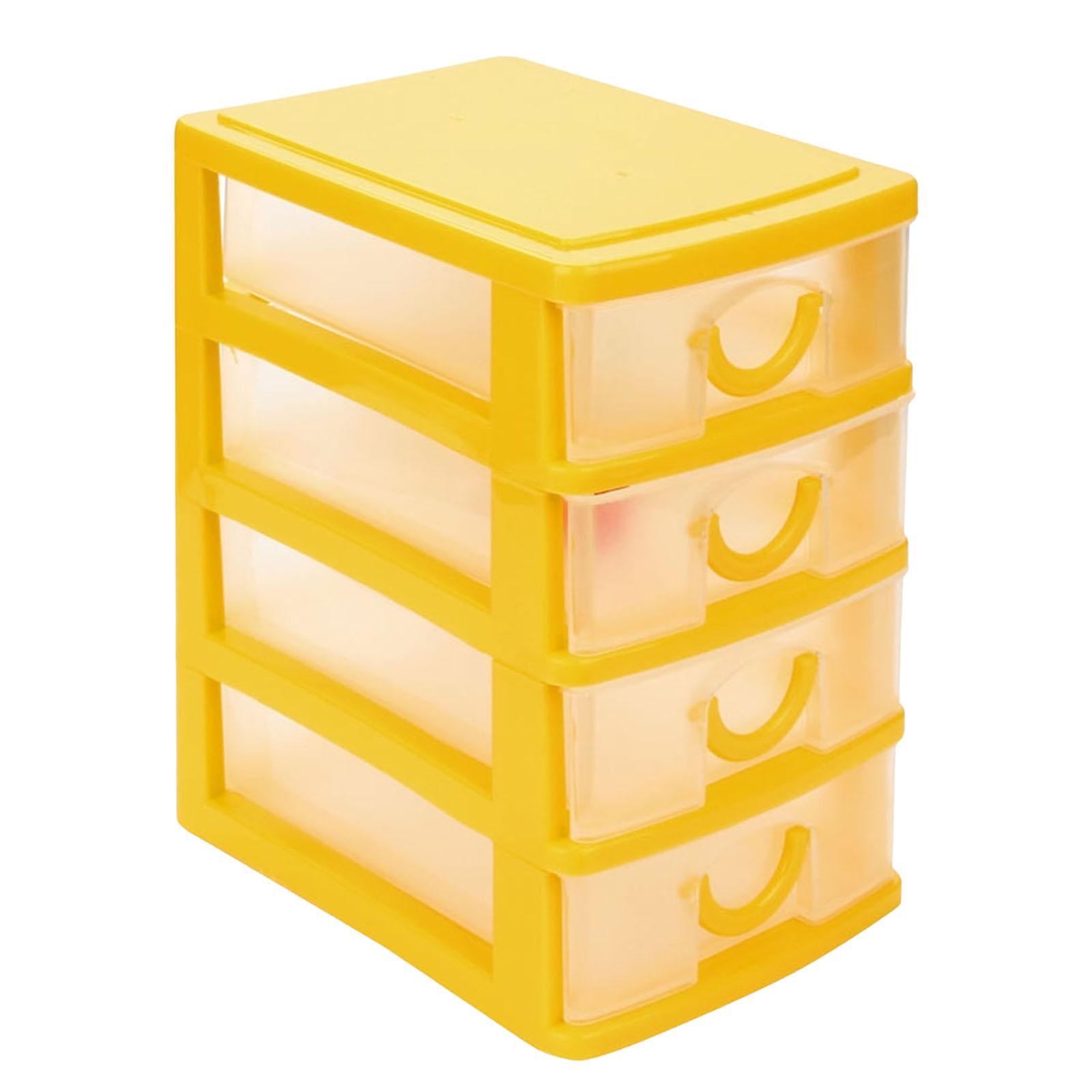 Yellow Four Layer Durable Mini Desktop Drawer Storage Box Small Items Mini Desktop Drawer Storage Box Organizer Clothes жёлтый