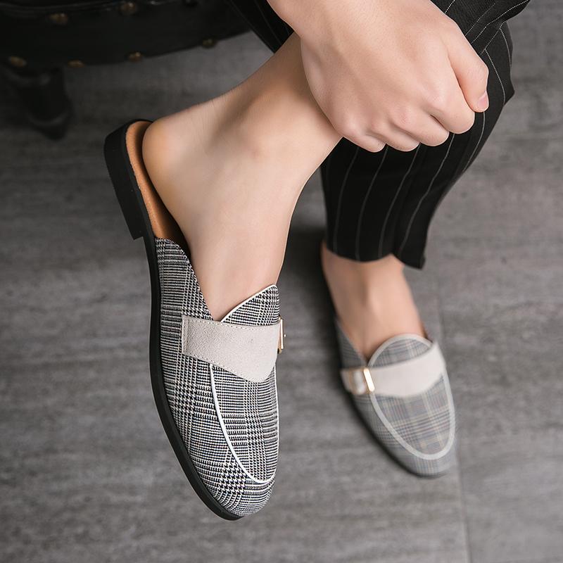 Canvas Mules Men Open-back Casual Shoes 2025 Half Shoes For Men Backless Loafers Slipper Mule Masculino Slip-On Flats Slides