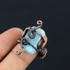 Natural Larimar Gemstone Handmade Copper Wire Wrap Gift Ring Size 8 Q8r40
