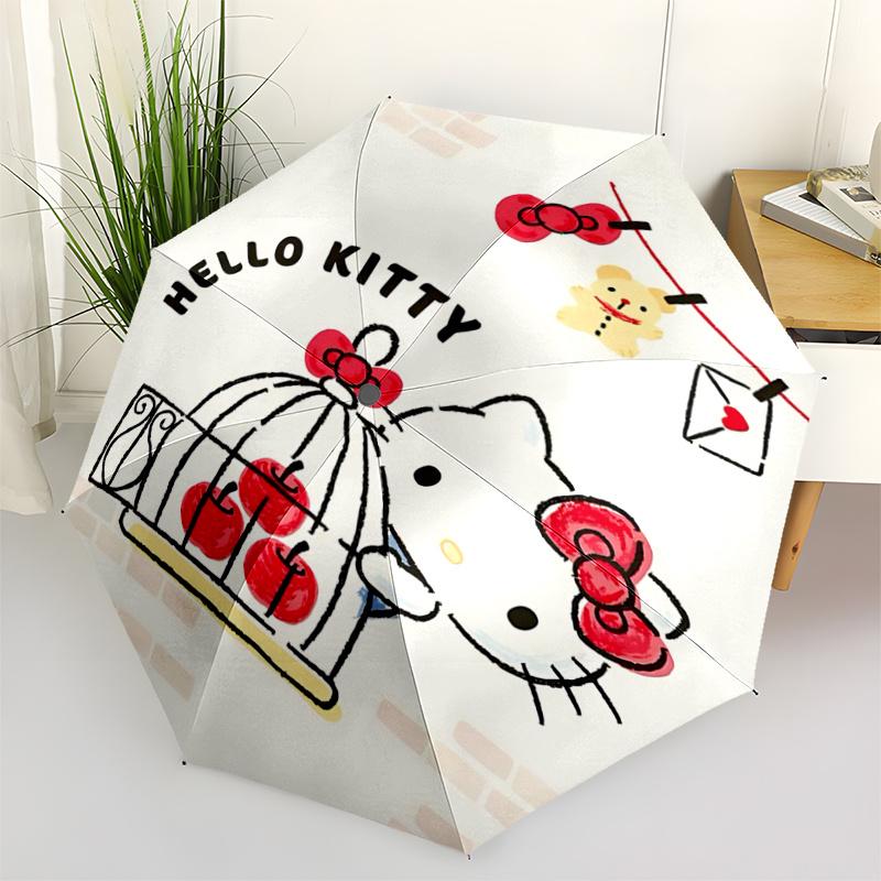 

1pc Hello Kitty Automatic Opening/Closing Umbrella with Convenient Three-Fold Design, 8-Bone Iron Frame Outdoor Umbrella - Perfect Gift for Fans, Trav