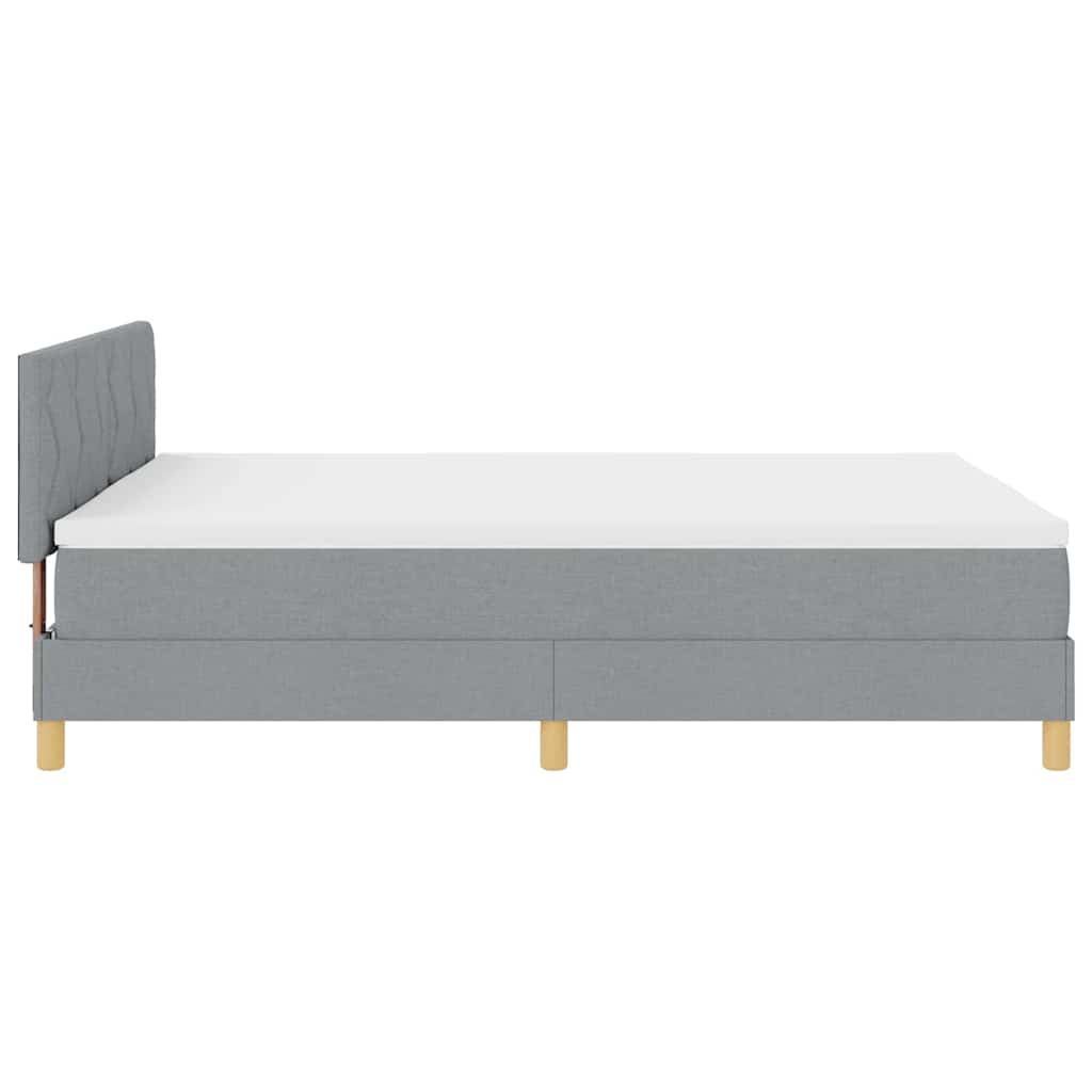 Box Spring Bed with Mattress Light Grey 140 x 190 cm Fabric