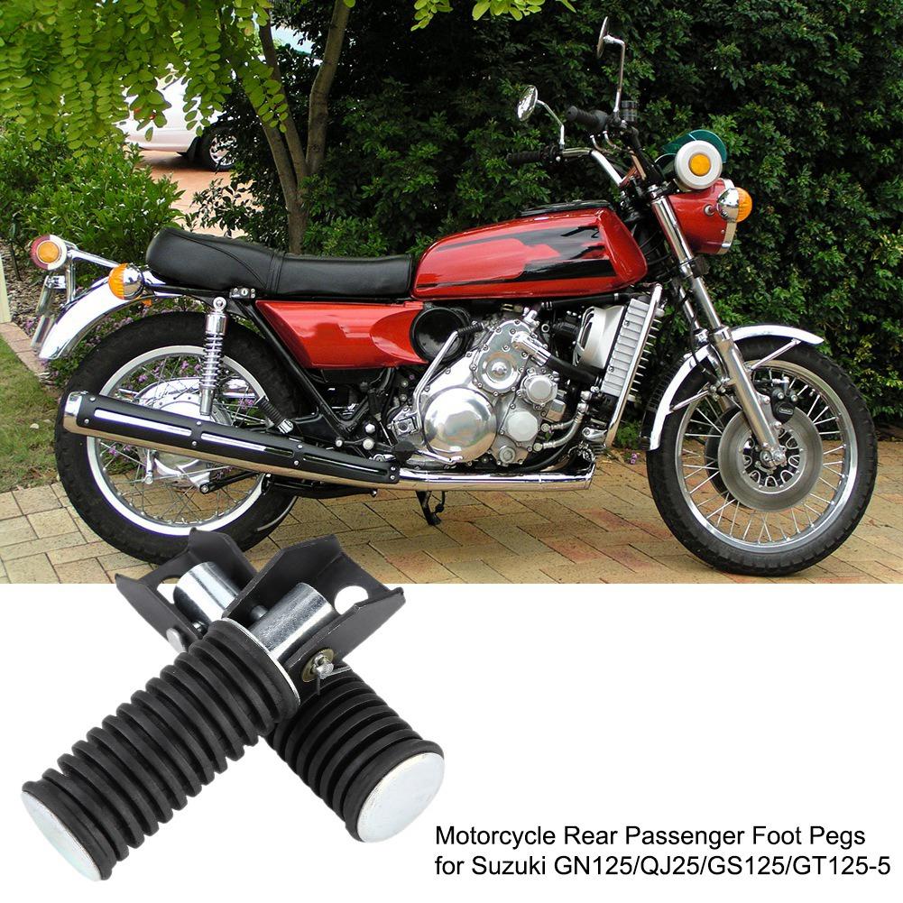 Pair of Motorcycle Rear Passenger Foot Pegs Pedal Footrest for Suzuki GN125 QJ25 GS125 GT125 5