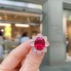 Jewelry Popular Retro Simulation Color Treasure Rose Gold Ruby Ring Main Stone 14 * 14