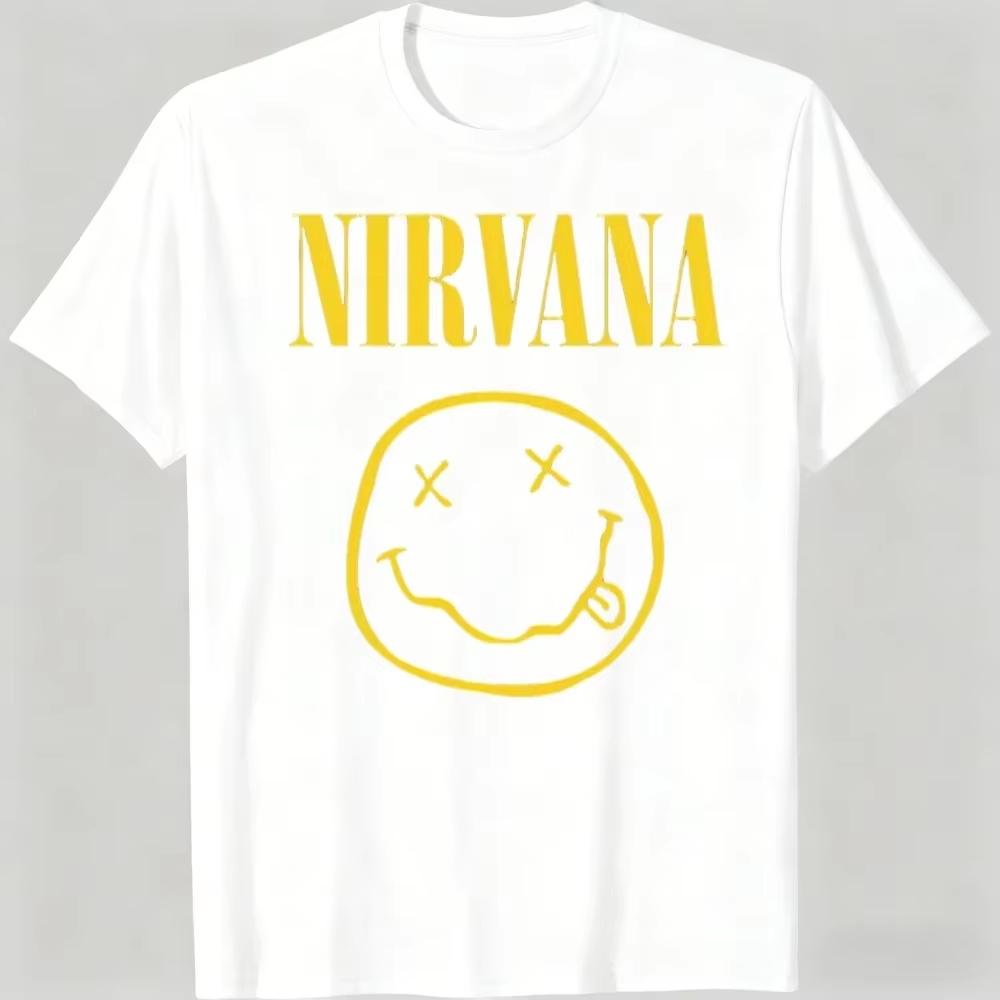 2026 VENTA CALIENTE Nueva Camiseta de la Banda de Rock Nirvana Estilo Hip-Hop para Hombres y Mujeres Oversized Y2K Camiseta Casual Holgada Ropa Urbana para Exteriores Unisex Manga Corta