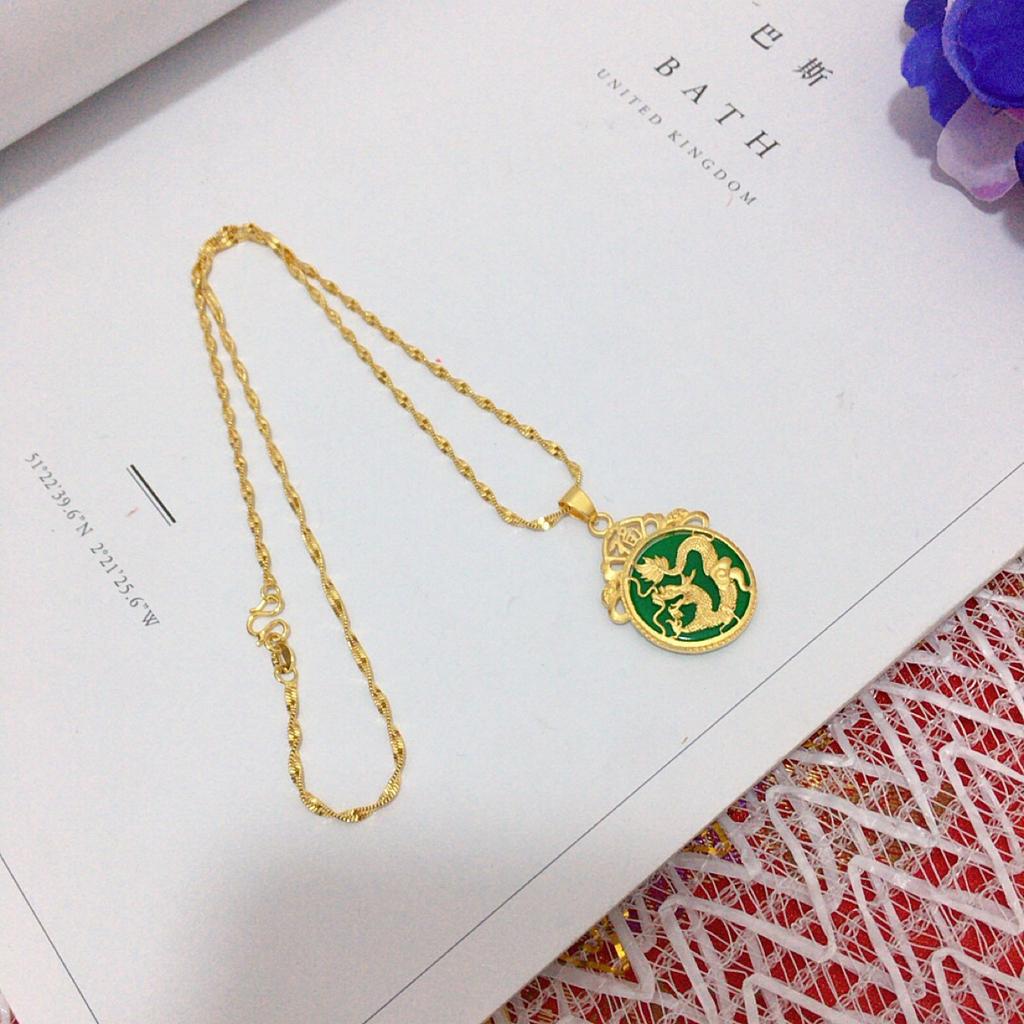 Dragon Card Emerald Pendant Fu Character Ping An Buckle Dragon Card Necklace Pendant Men and Women Neck Pendant Jewelry