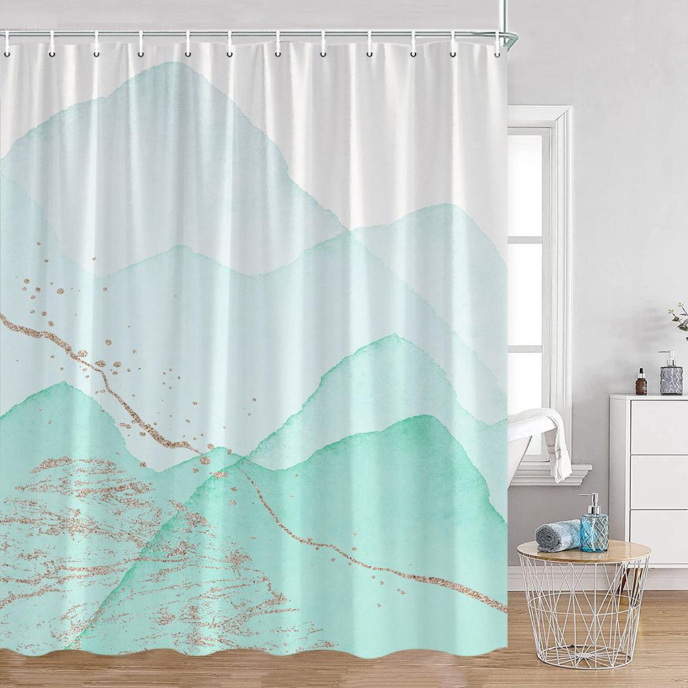 

Abstract Nordic Shower Curtains Gradient Color Golden Line Minimalist Bathroom Decorations Modern Polyester Fabric Bath Curtain W60H190(CM)-1 Pcs