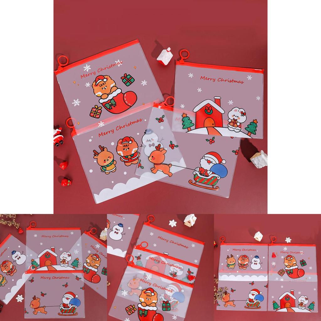 Festive Waterproof Pencil Pouch With Lovely Christmas Patterns For Student Supplies