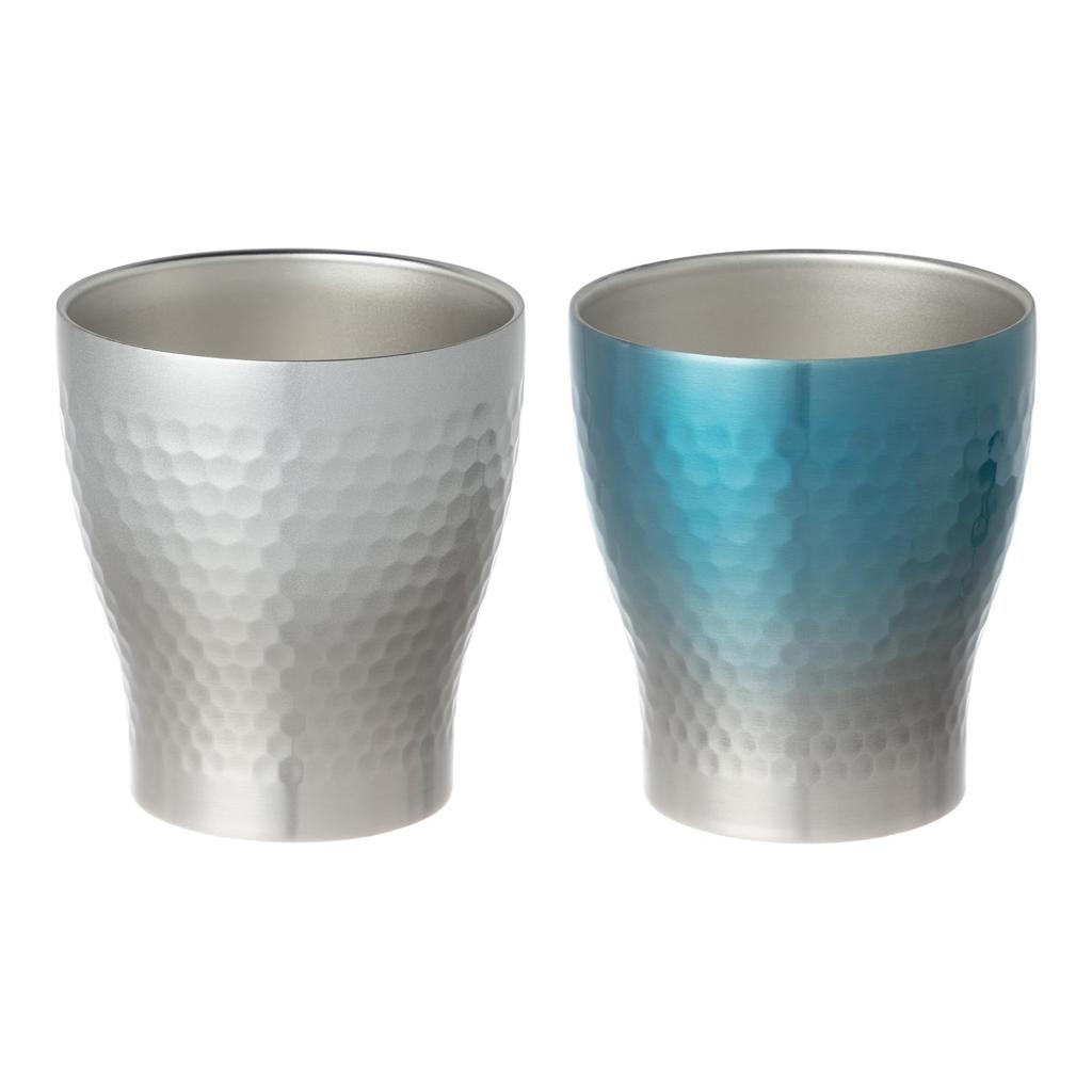 Maebata Luxe Pair of Rock Gradient Silver 68345 Cups, & Blue, 290ml,