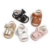2025 Summer Bow PU Baby Girl Sandals - Korean Style Cute Solid Color Walker Shoes