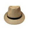 Unisex Fedora z szerokim rondem ze słomy papierowej z klasycznym skórzanym paskiem do ochrony przed słońcem