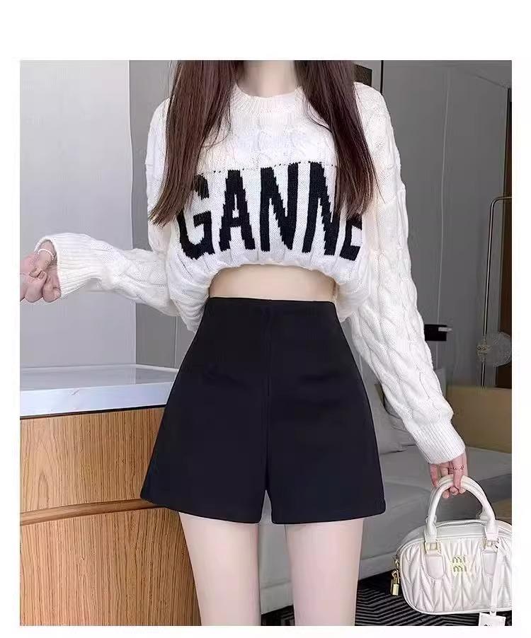 Women's High-Waisted Velvet Suit Shorts: Autumn/Winter A-Line Slimming Leggings