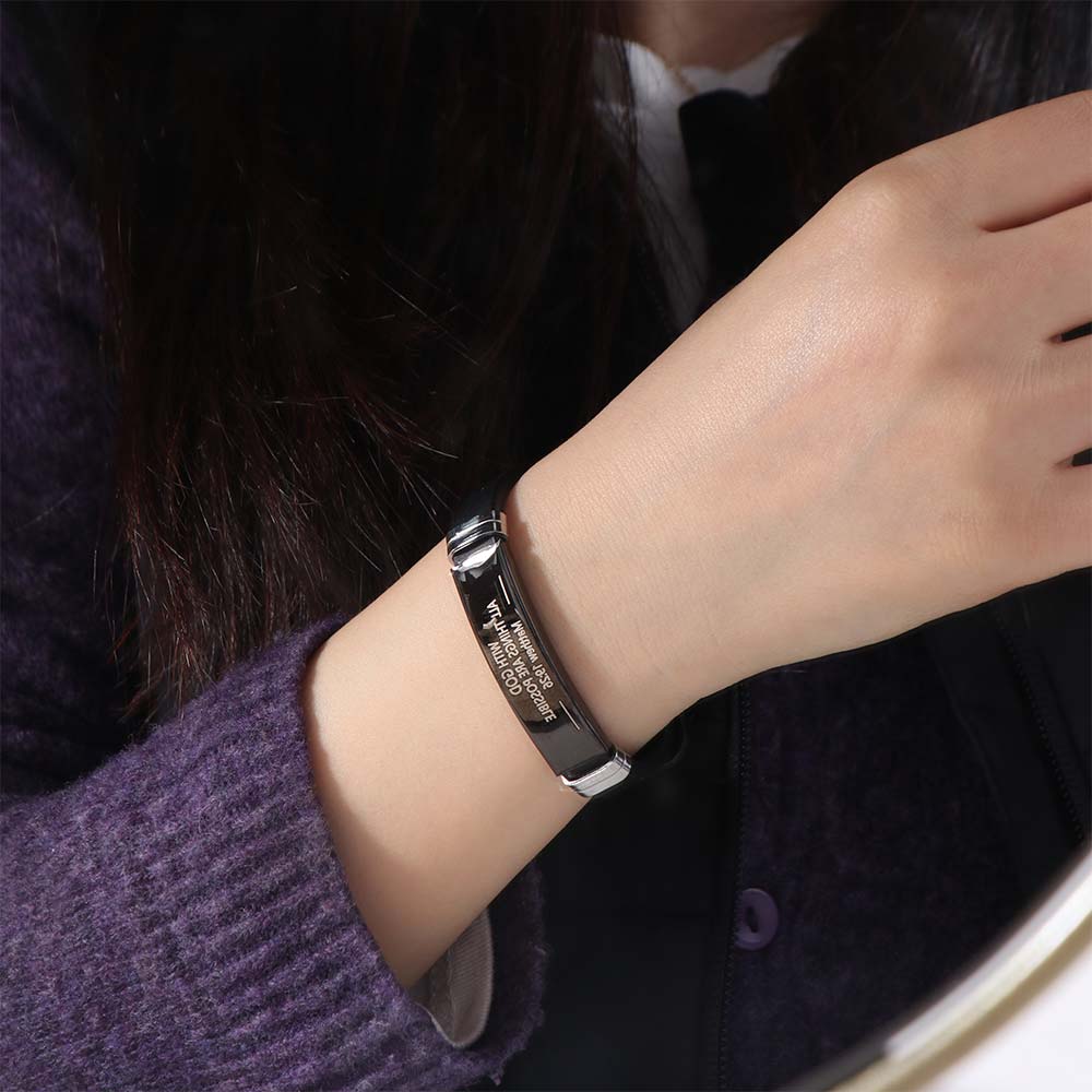 Black Stainless Steel Christian Faith Bracelet Silicone Material Inspirational Bracelet Events