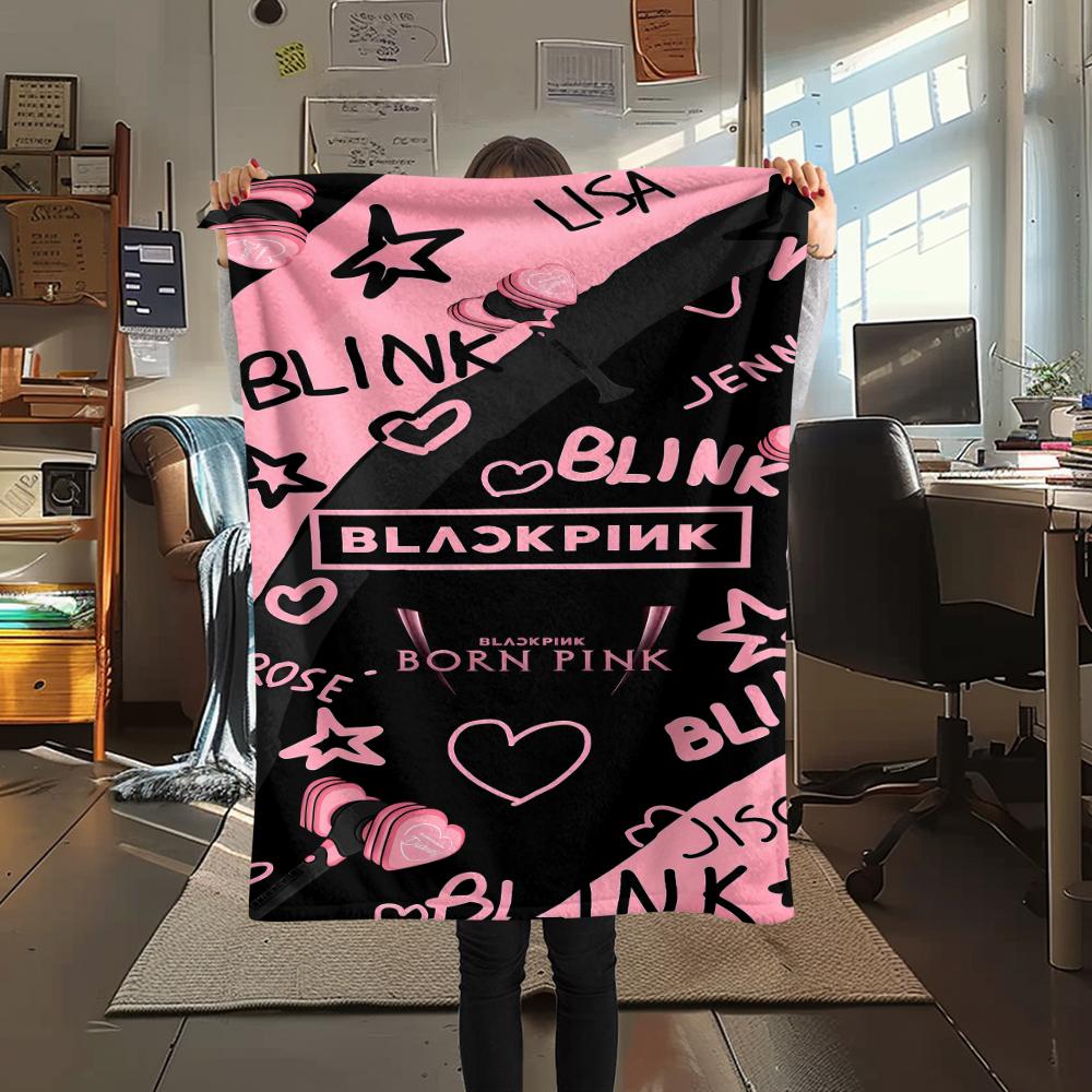 1pz Coperta in Flanella con Stampa Blackpink, Alta Qualità per Tutte le Stagioni, Arredamento per la Casa, Calore e Comfort, Perfetta per Regali di Natale