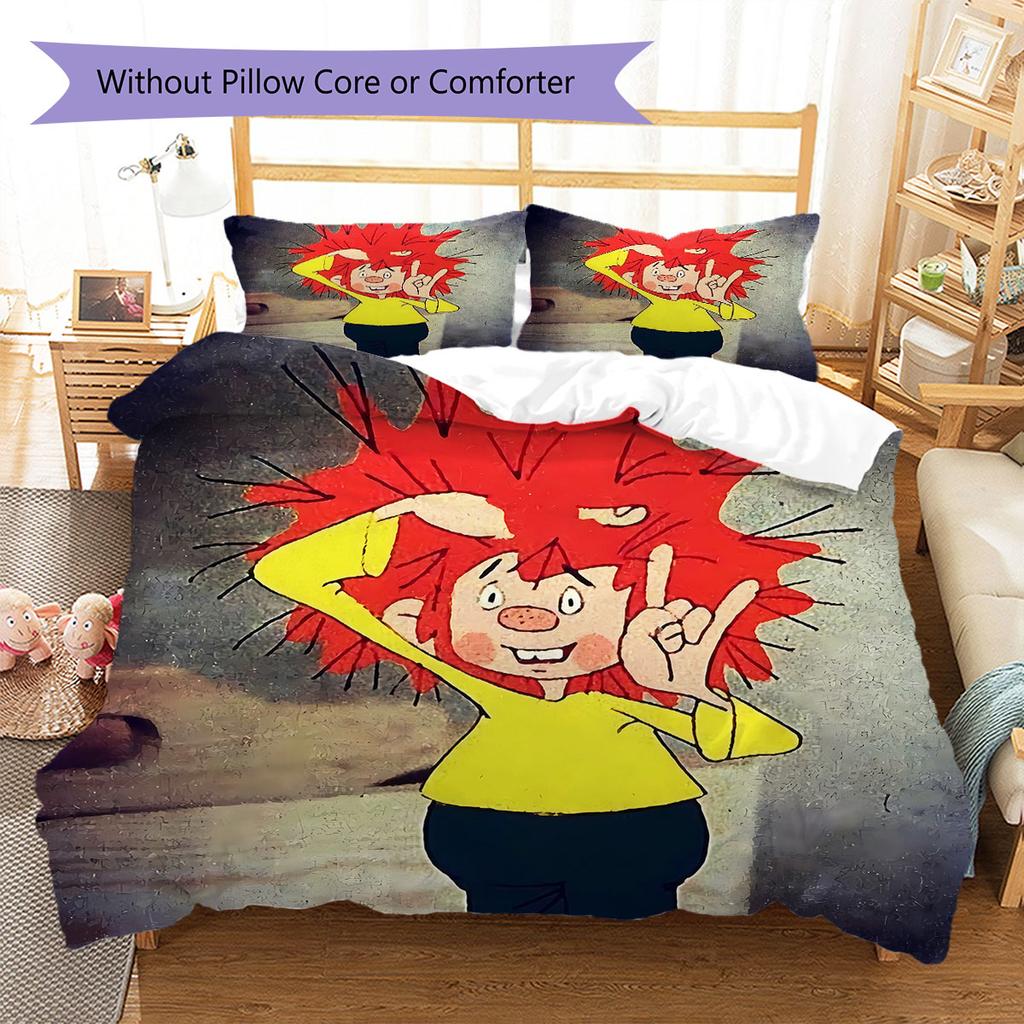 Meister Eder und sein Pumuckl Pattern Bedding,Quilt Set Quilt Cover Pillowcase Home Birthday Gift(1 * duvet cover + 2 * pillowcase, without core)