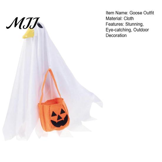 Goose Halloween Decoration Outfit, Ghost Porch Clothes with Pumpkin Bag for 23" High-quality Prop Statue, Party Accessory Outdoor Patio Lawn