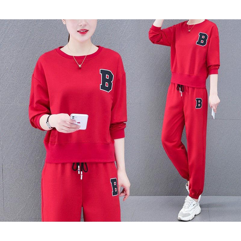 Spring and Autumn Sportswear Suit Women's Loose Large Size Loose Fashion Casual Wear Two-piece Set Korean Style Women