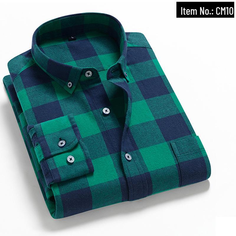 Men's Trendy Plaid Shirt: Long-Sleeved, Loose, Brushed Casual Jacket for Spring, Summer, and Autumn
