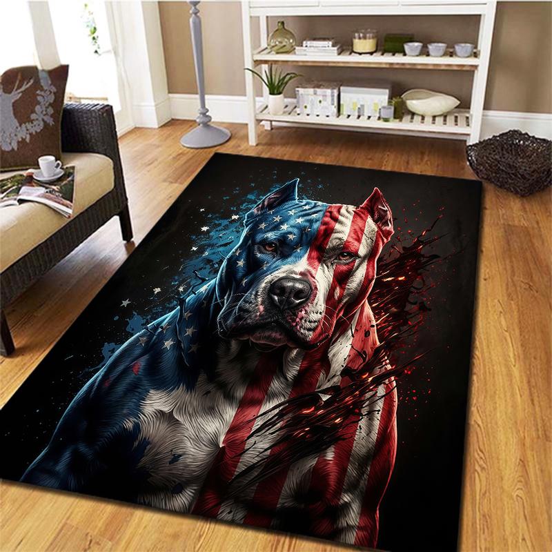 American flag  animals Pattern Square Carpet,Area Rug,Carpet Rug for Living Room Bedroom Sofa Playroom Decor,Non-slip Floor Mat,Holiday Birthday Gifts
