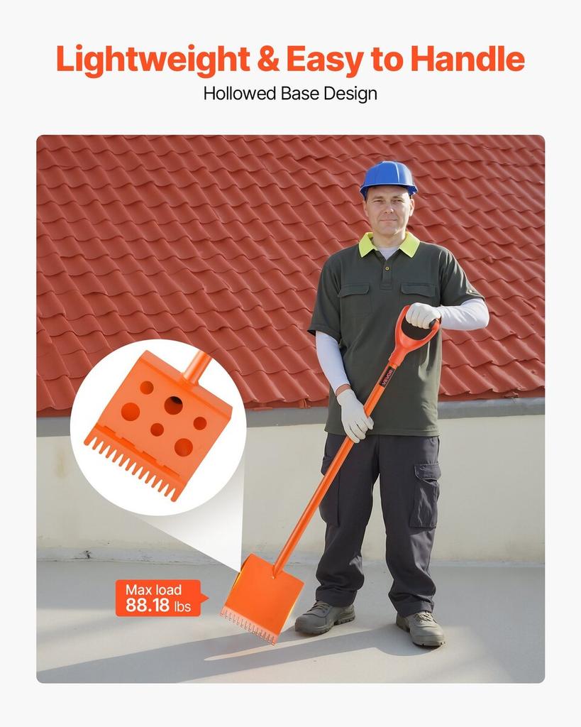 Shingle Shovel 1 Pack, D-Grip Handle Shingle Roof Ripper, High Hardness 45# Steel & Lightweight Easy Tearing Off Roofing & Nails Tool, ideal for