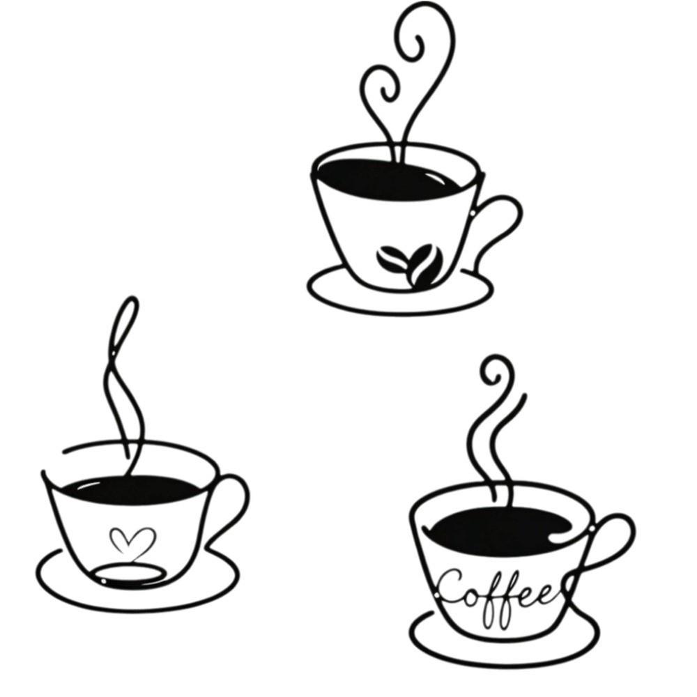 3pcs Minimalist Coffee Cup Wall Hangings Nordic Style Coffee Shop Decorations Indoor