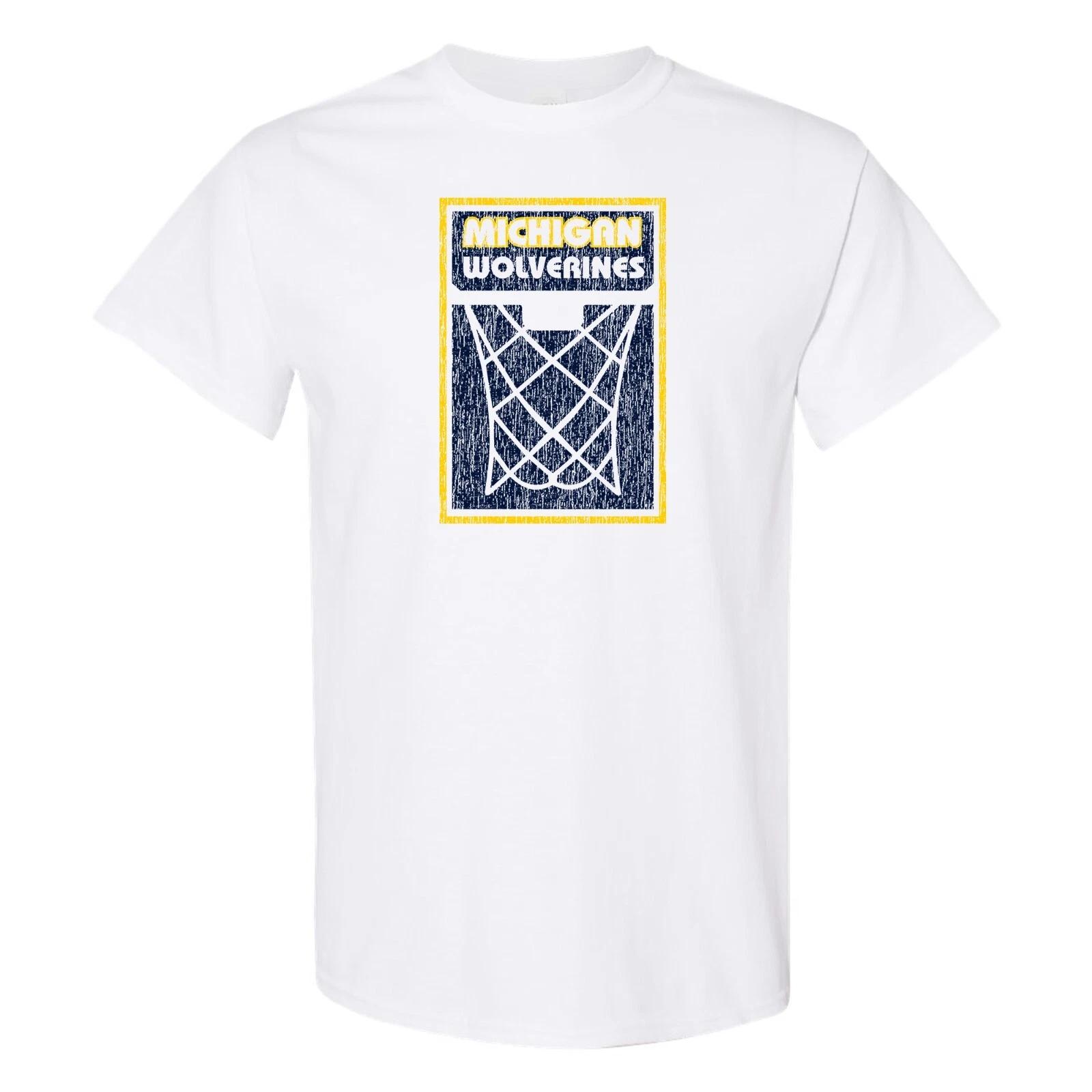 Michigan Wolverines Basketball Net Block T-Shirt - White L