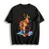 Melting Rubik's Cube Graphic Print Trendy Loose Casual T-Shirt Pure Cotton T-shirt