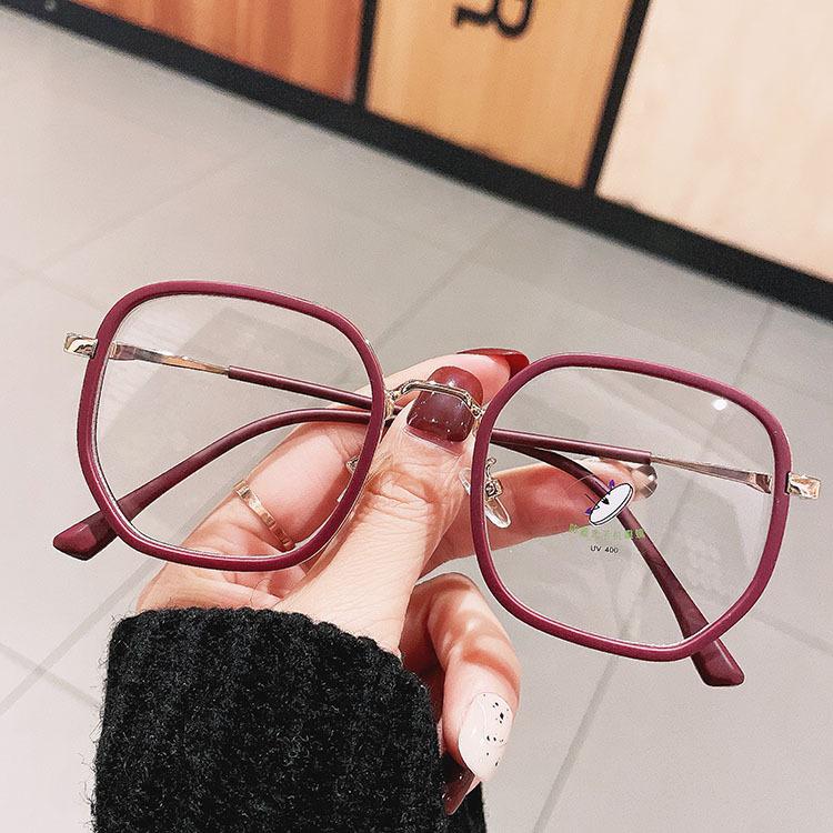 

Anti Blue Light Metal Polygons Reading Perscription Glasses TR90 Matte Green Eyeglasses Frame Women Fashion Transparent Glasses 0