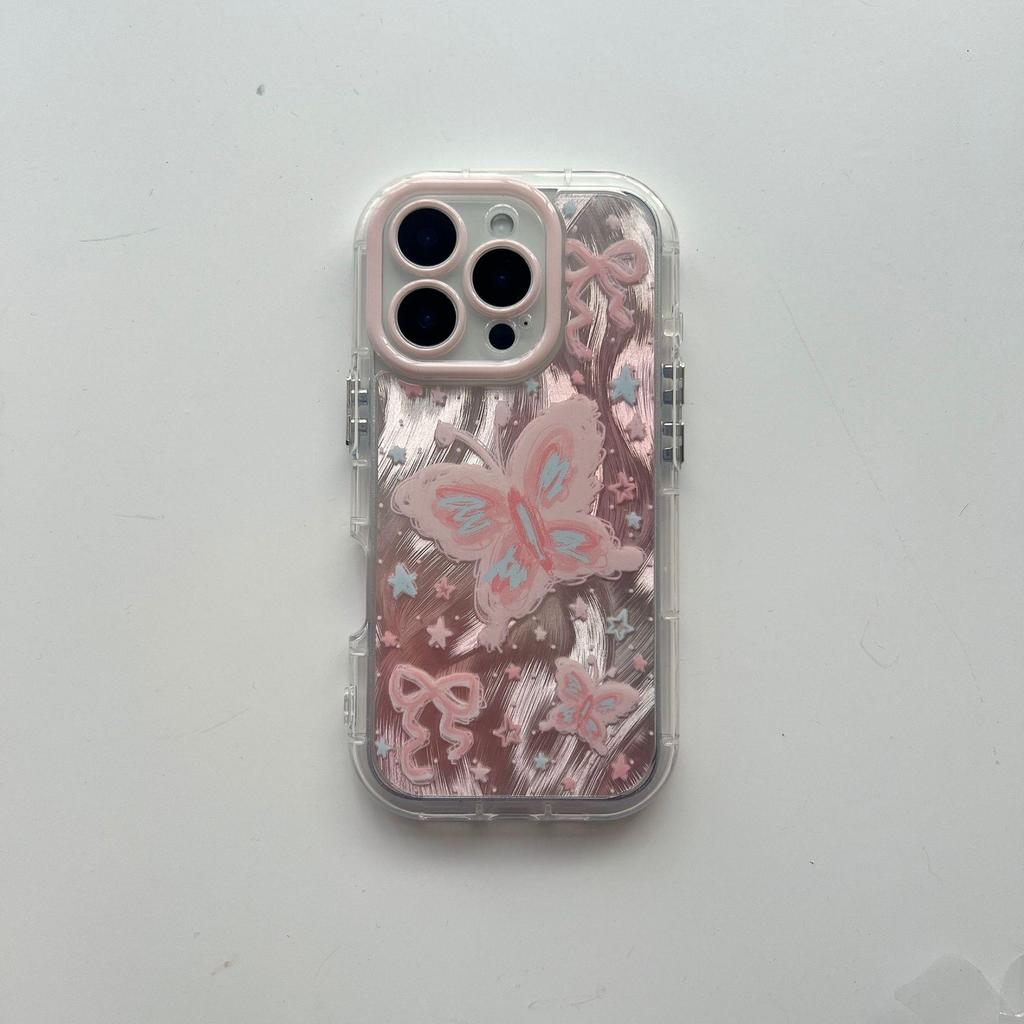 Pink Butterfly iPhone Case: Anti-Fall, Drop-Resistant, Protective Cover for iPhone 13, 15 Pro Max, 16, 17 Pro.