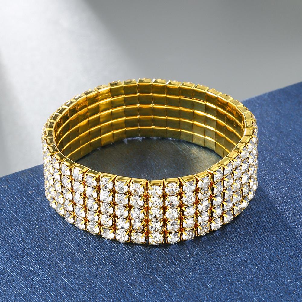 Hot Stretch Bracelet Fashionable Full Diamond Single Row Bracelet Bride Diamond Set Multi Row Diamond Flash Diamond Chain