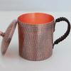 Vintage Red Copper Coffee Cup,Handcrafted Engraving Hammer Texture With lid 500 ml Beer Mug,Woven Handle Tea Cup Tableware