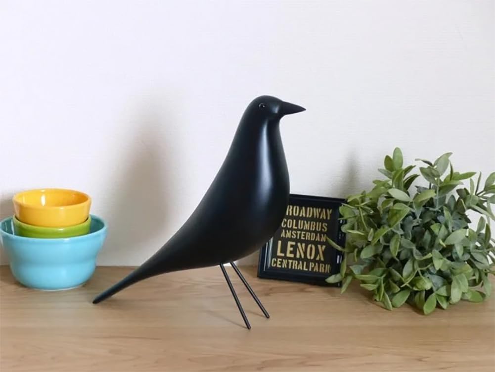 Bird Object House Bird Dove Wooden Figurine Reproduction Scandinavian Home Decor (hej!e) (Black)