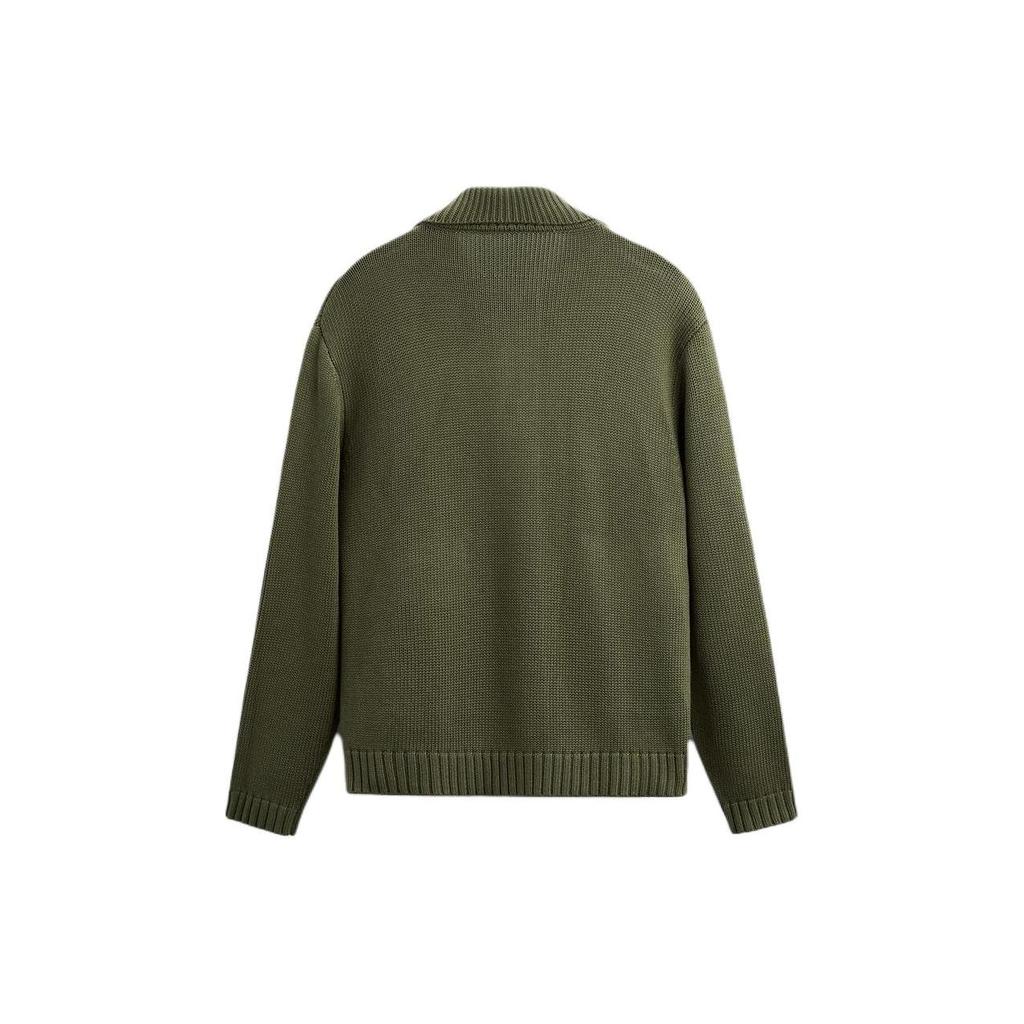 Zara Ss24 Year Of The Dragon Limited Edition Casual Lapel Drop Shoulder Cardigan Knit Sweater Men Sweater Khaki 9598419-505